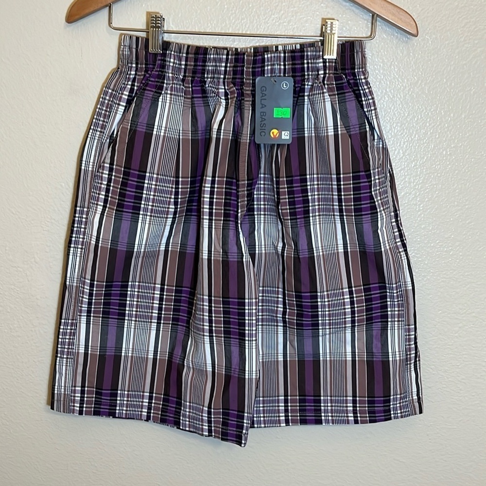 *3/$15* NWT Gala Basic Purple Plaid Cotton Shorts